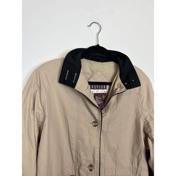Ashton Cove Tan midi Trench jacket- Button front sz 8 fall jacket staple - Picture 3 of 11
